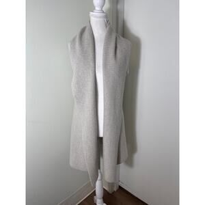 Only Mine Light Gray Sleeveless 2 Ply Open Cashmere Cardigan Sz M
